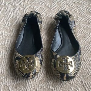 Tory Burch Reva snake skin flats